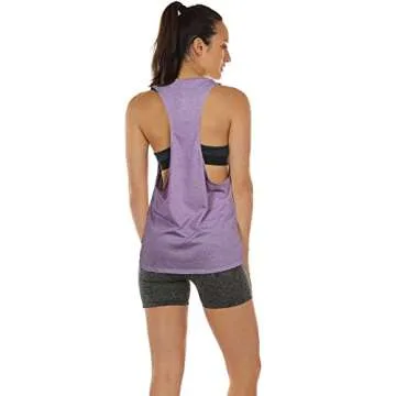 icyzone Workout Tank Tops for Women - Running Muscle Tank Sport Exercise Gym Yoga Tops Athletic Shirts (M, Lavender)