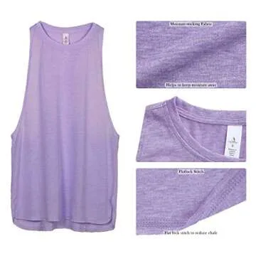 icyzone Workout Tank Tops for Women - Running Muscle Tank Sport Exercise Gym Yoga Tops Athletic Shirts (M, Lavender)