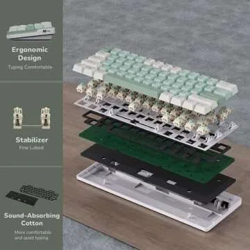 RK ROYAL KLUDGE RK61 Plus Mechanical Keyboard, 60% Percent Wireless Gaming Keyboard with USB Hub, Bluetooth/2.4Ghz/Wired RGB Hot Swappable PC Keyboard for Win/Mac/Android, Tactile Pale Green Switches