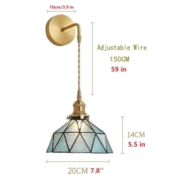 Tiffany Wall Sconces Set of 2 Battery Operated Indoor Lights