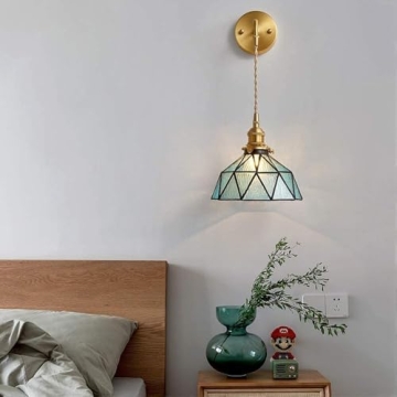 Tiffany Wall Sconces Set of 2 Battery Operated Indoor Lights