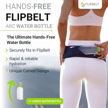FlipBelt Arc Water Bottle, Curved Hydration Bottle, 6 Fl. Oz., Green
