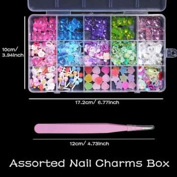 CESUSME 3D Nail Charms Assorted Mix Bear Cartoon Pink Color Blue White Nail Charms Lollipop Color Fl...