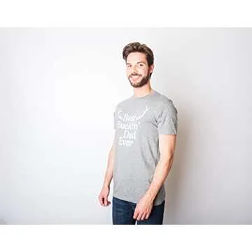 Crazy Dog Mens Best Buckin Dad Ever Antlers T Shirt Funny Pun Dad Joke Humor Tee Fathers Day Hunting Sport Tshirt Buck Deer Shirt Heather Navy L