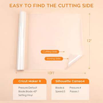 HTVRONT Sublimation Vinyl for Light-Colored Shirts - 12" X 10FT Matte Clear HTV Vinyl for Sublimaion - Wash Durable Clear Dye Sub HTV for Cotton Fabric