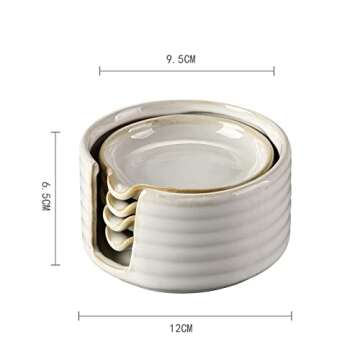 LIUCUON Ceramic Spoon Rest,Spoon Holder,Soy Sauce Dishes with Holder for Kitchen,Household Dipping S...