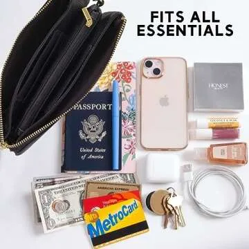 Small Vegan Leather Wristlet Clutch Purse - Crossbody Purse for Women with Wallet