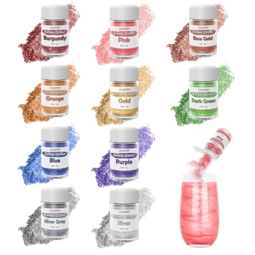 Cakestar Edible Glitter Set - 10 Vibrant Colors for Cocktails and Baking
