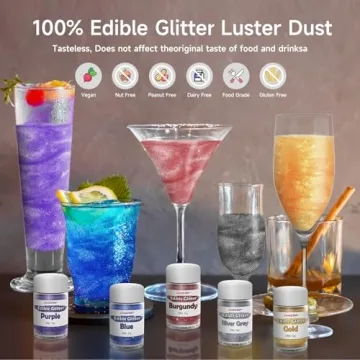 Vibrant Edible Glitter for Baking and Cocktails - 10 Colors