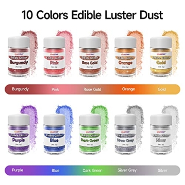 Vibrant Edible Glitter for Baking and Cocktails - 10 Colors