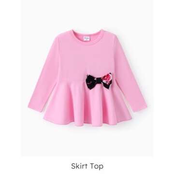 PATPAT Girls 2 Piece Outfits Size 11-12, Pink Tunic Tops And Floral Print Leggings Matching Set, Long Sleeve Tops With Bowknot Ropa Para Niñas De 12 Años Cute Clothes Big Kids Clothes