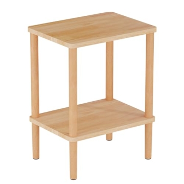 LUCKNOCK Solid Wood Side Table, 2-Tier Boho End Table with Storage Shelf, Slim Nightstand Bedside Ta...