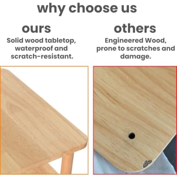 LUCKNOCK Solid Wood Side Table with 2-Tier Storage for Small Spaces