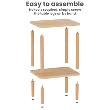 LUCKNOCK Solid Wood Side Table with 2-Tier Storage for Small Spaces