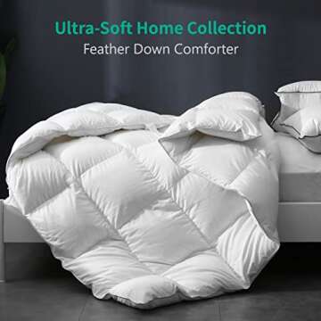 APSMILE Luxury All Season Down Feather Fibers Comforter Full/Queen Size Duvet Insert - 100% Organic ...