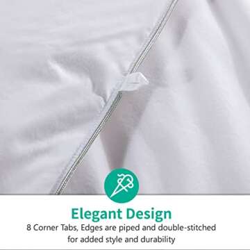 APSMILE Luxury All Season Down Feather Fibers Comforter Full/Queen Size Duvet Insert - 100% Organic Cotton, High Fill Power Medium Warmth, (Ivory White, 90X90)