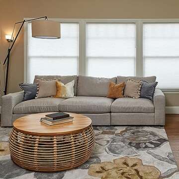 NPD Furniture Iris Rattan Round Coffee Table - Honey Brown, Stylish & Durable