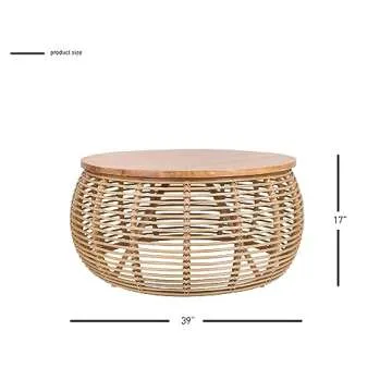 NPD Iris Rattan Round Coffee Table - Luxurious & Modern