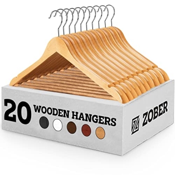 Premium Wooden Hangers - 20 Pack, Heavy Duty and Non Slip