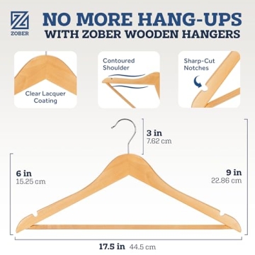 Premium Wooden Hangers - 20 Pack, Heavy Duty and Non Slip