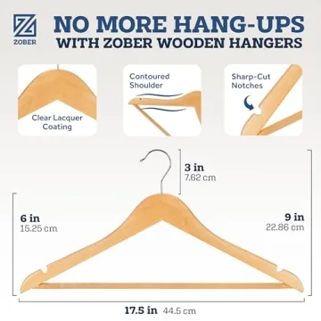 Premium Wooden Hangers - 20 Pack, Heavy Duty and Non Slip