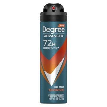 Degree Men Dry Spray Antiperspirant Adventure 3.8 oz Pack of 8 - Long Lasting Freshness
