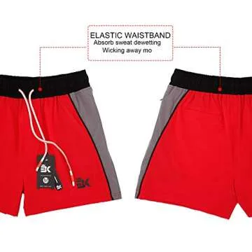 BROKIG Men's 5" Gym Bodybuilding Shorts Running Workout Lightweight Shorts Elastic Waistband with Pockets (Medium, Classic Red)