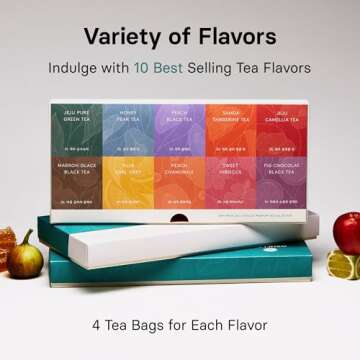 OSULLOC Premium Tea Collection (40 count, 10 flavors x 4 ea), Assorted Tea bag Sampler, Tea Gift sets for Tea lover, Self Care Gift Box, Premium Organic Pure & Blended Tea from Jeju