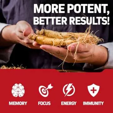 Herbtonics Korean Red Panax Ginseng 1500mg - High Potency Ginseng for Energy, Performance & Immune Support for Men & Women - Ginseng Root Extract Powder Supplement for Focus and Vitality -240 Capsules
