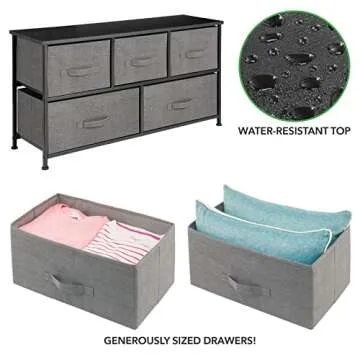 mDesign 21.65" High Storage Dresser - Stylish Organizer With 5 Drawers