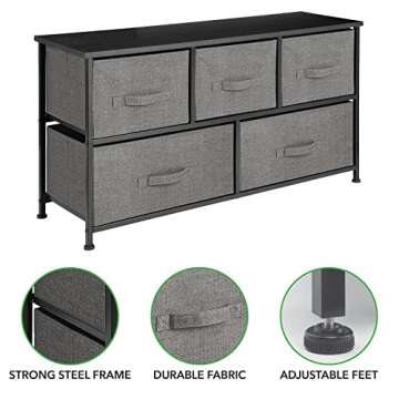 mDesign 21.65" High Storage Dresser - Stylish Organizer With 5 Drawers
