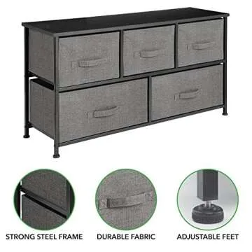 mDesign 21.65" High Storage Dresser - Stylish Organizer With 5 Drawers