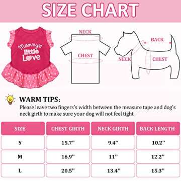 2 Pieces Dog Dresses for Small Dogs Cute Girl Female pet Dress Mommy Puppy Shirt Skirt Dresses Pet Summer Clothes Apparel for Cats(Love and Angel,Small)