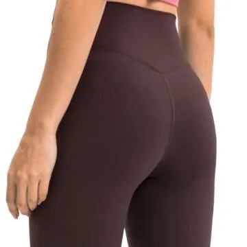 Meides High Waisted Yoga Leggings No Front Seam Compression Yoga Athletic Workout Gym Leggings Pants for Women 25" Chocolate