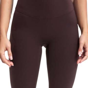 Meides High Waisted Yoga Leggings No Front Seam Compression Yoga Athletic Workout Gym Leggings Pants for Women 25" Chocolate