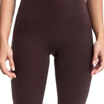 Meides High Waisted Yoga Leggings No Front Seam Compression Yoga Athletic Workout Gym Leggings Pants for Women 25" Chocolate