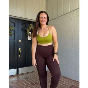 Meides High Waisted Yoga Leggings No Front Seam Compression Yoga Athletic Workout Gym Leggings Pants for Women 25" Chocolate