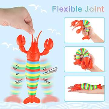 Fidget-Slug, Sensory-Slug, Fidget Dolphin Lobster Toys, Slug-Fidget-Toy, 2 Pack Sensory Toys for Autistic Children, Relief Anti-Anxiety, Stress-Relief Toys for Kids and Adults (Rainbow)