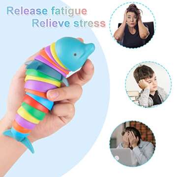 Fidget-Slug, Sensory-Slug, Fidget Dolphin Lobster Toys, Slug-Fidget-Toy, 2 Pack Sensory Toys for Autistic Children, Relief Anti-Anxiety, Stress-Relief Toys for Kids and Adults (Rainbow)