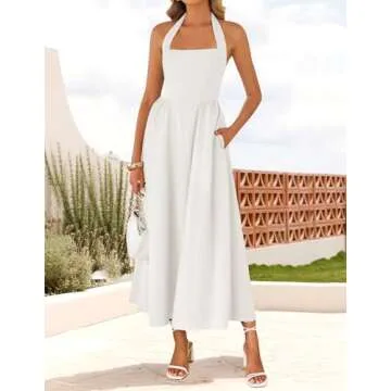 ZESICA Women's Summer Halter Midi Dress for Chic Style
