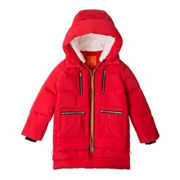Orolay Children Hooded Down Coat Girl's Quilted Puffer Jacket Boy's Winter Jackets Red 150CM