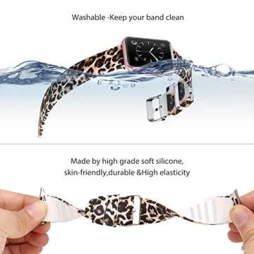 Lwsengme Compatible with Apple Watch Band 38mm 40mm 42mm 44mm, Soft Silicone Replacment Sport Bands Compatible with iWatch Series 5,Series 4,Series 3,Series 2,Series 1 (Leopard print -6, 38MM/40MM)