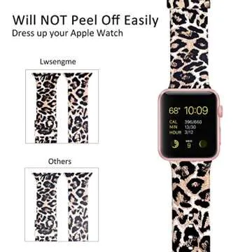Lwsengme Compatible with Apple Watch Band 38mm 40mm 42mm 44mm, Soft Silicone Replacment Sport Bands Compatible with iWatch Series 5,Series 4,Series 3,Series 2,Series 1 (Leopard print -6, 38MM/40MM)