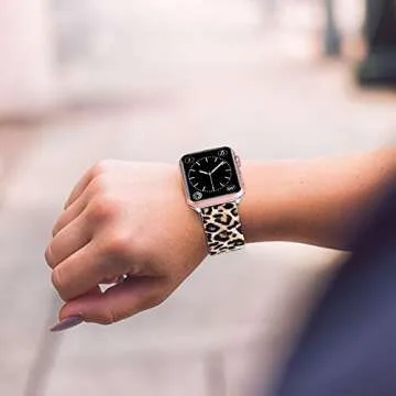 Lwsengme Compatible with Apple Watch Band 38mm 40mm 42mm 44mm, Soft Silicone Replacment Sport Bands Compatible with iWatch Series 5,Series 4,Series 3,Series 2,Series 1 (Leopard print -6, 38MM/40MM)
