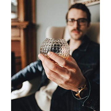 Golf Whiskey Glasses - Set of 2 - Unique, Handmade, Durable, and Fun Golf Drinking Accessories 10 Ounces Each and Handmade with Robust Packaging (2 Glasses, Not Personalized)