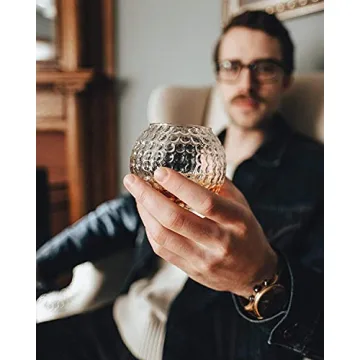 Golf Whiskey Glasses - Set of 2 - Unique, Handmade, Durable, and Fun Golf Drinking Accessories 10 Ounces Each and Handmade with Robust Packaging (2 Glasses, Not Personalized)