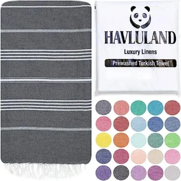 HAVLULAND Turkish Beach Towels, Oversized 40"x72" Turkish Bath Towel, Highly Absorbent Quick Dry San...