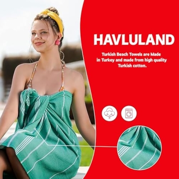 HAVLULAND Turkish Beach Towels, Sand-Free & Quick Dry