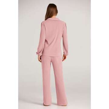 PRETTYGARDEN Women 2024 Fall Clothes 2 Piece Tracksuit Outfit Long Sleeve Lapel V Neck Tops Blouse W...