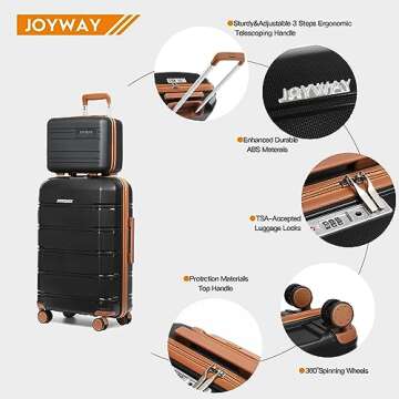 Joyway 5 Piece Luggage Sets, Lightweight Rolling Hardside Carry On and Checked Suitcase with TSA Loc...